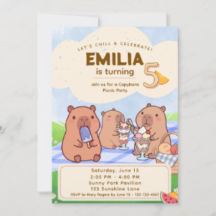 Capybara Birthday Picnic Invitation