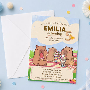 Capybara Birthday Picnic Invitation
