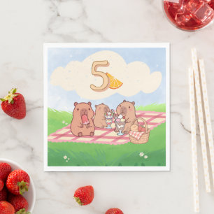 Capybara Birthday Picnic Napkin