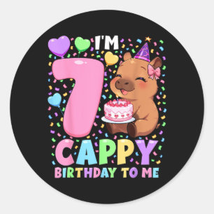 Capybara Birthday Shirt 7 Kawaii Girl Capybara 7th Classic Round Sticker