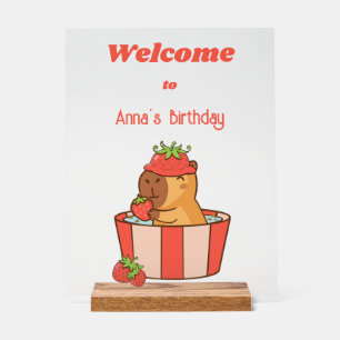 Capybara Birthday Sign Cute Animal Party sign