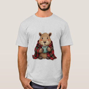 Capybara Blanket Coffee Christmas - Animal Lovers T-Shirt
