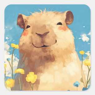 Capybara Bliss Square Sticker