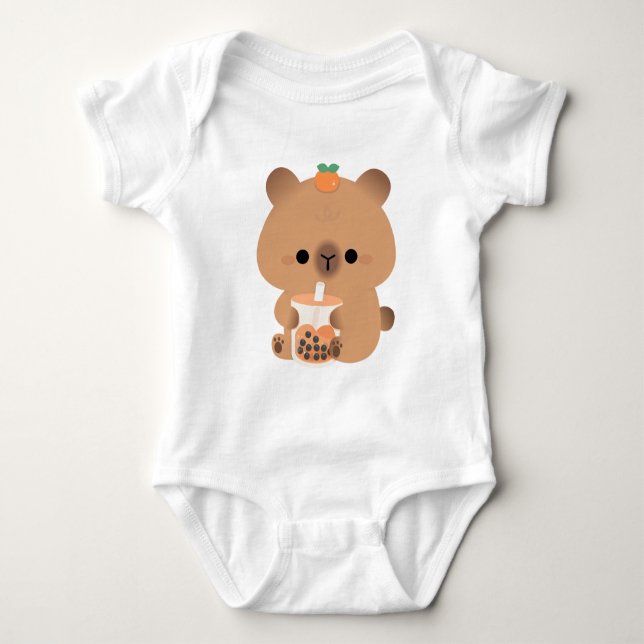 Capybara Boba Baby Bodysuit (Front)
