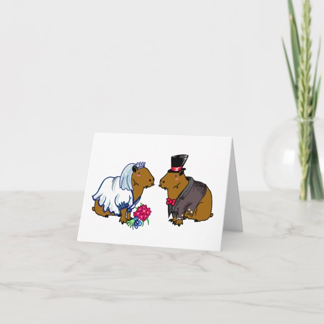 Capybara Bride & Groom Cute Wedding illustration Card (Front)
