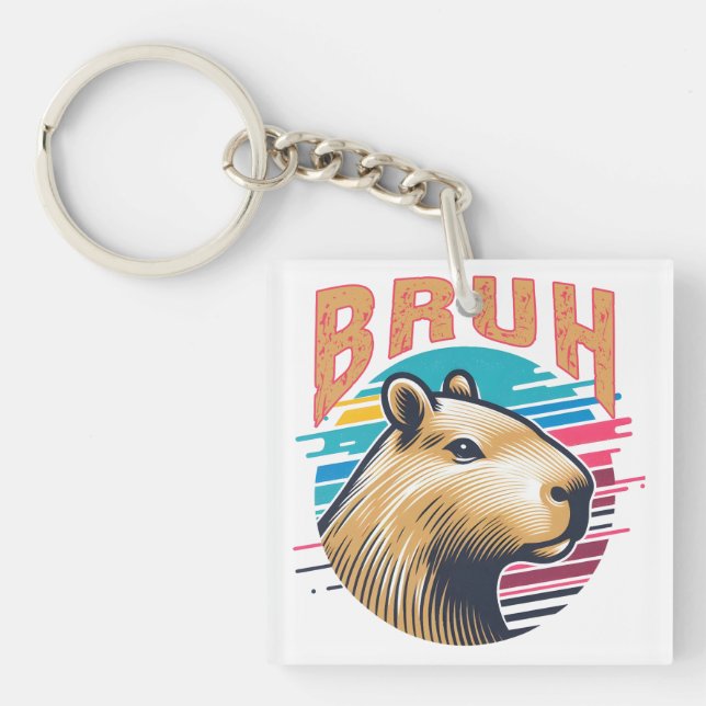 Capybara Bruh Funny Bruh Capybara Lovers Men Kids Keychain (Front)