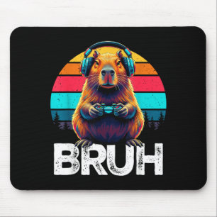 Capybara Bruh Funny Gamer Retro Capybara Gaming  Mouse Pad