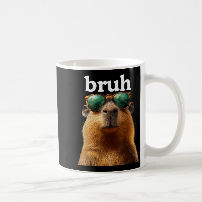Capybara Bruh With Sungles Funny Meme Lovers Men W Coffee Mug (Right)