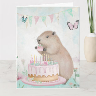 Capybara Cakefest Kids Birthday Greeting Card