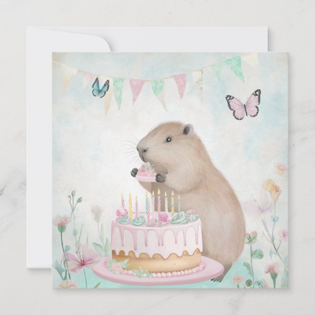 Capybara Cakefest Kids Greeting Card (Front)