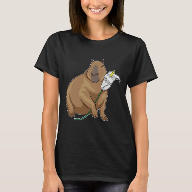 Capybara Calendula Flower T-Shirt (Front)
