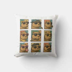 Capybara Calm Crew Throw Pillow