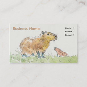 Capybara Cartes de visite de peinture aquarelle