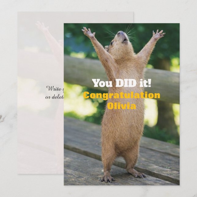 🎓Capybara Celebration Card – Custom Congrats Edit (Front/Back)