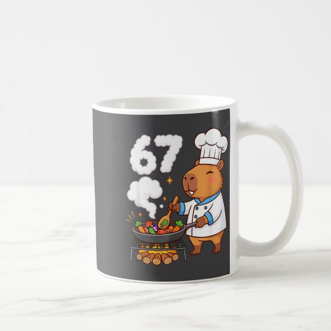 Capybara Chef 67 Six Seven Funny Brain Rot Meme Gr Coffee Mug (Right)