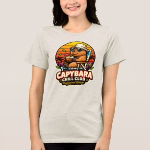 Capybara Chill Club Professional Relaxer Cute Retr Tri-Blend Shirt