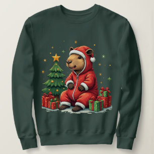 Capybara Christmas   Cozy Winter Animals Holiday  Sweatshirt