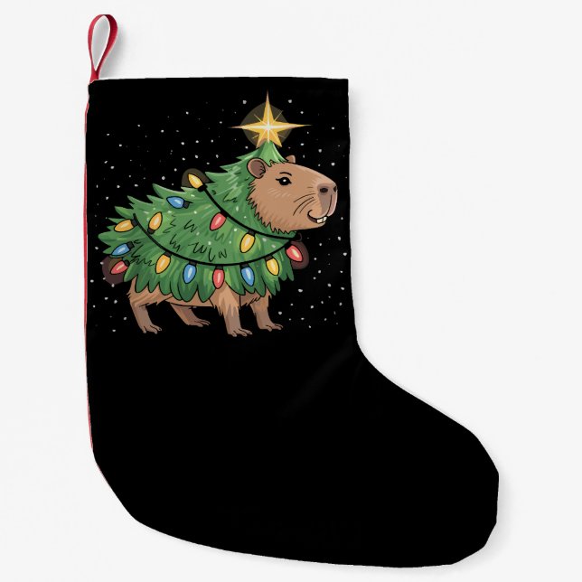 Capybara Christmas Gifts Capy Funny Xmas Tree Small Christmas Stocking (Front)