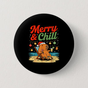 Capybara Christmas Holiday Beach Vibes Merry And C 2 Inch Round Button