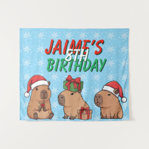 Capybara Christmas Holiday Birthday Tapestry