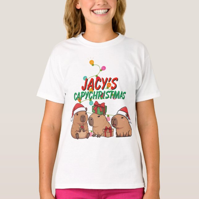 Capybara Christmas Holiday  T-Shirt (Front)