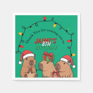Capybara Christmas Lights Birthday Party  Napkin