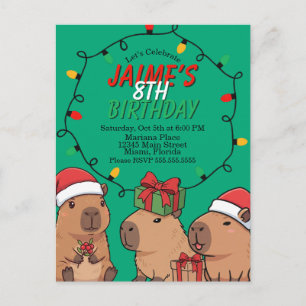 Capybara Christmas Lights Birthday Party  Postcard