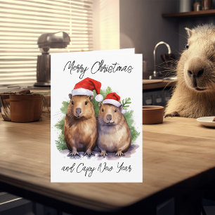 Capybara Christmas New Year  Card