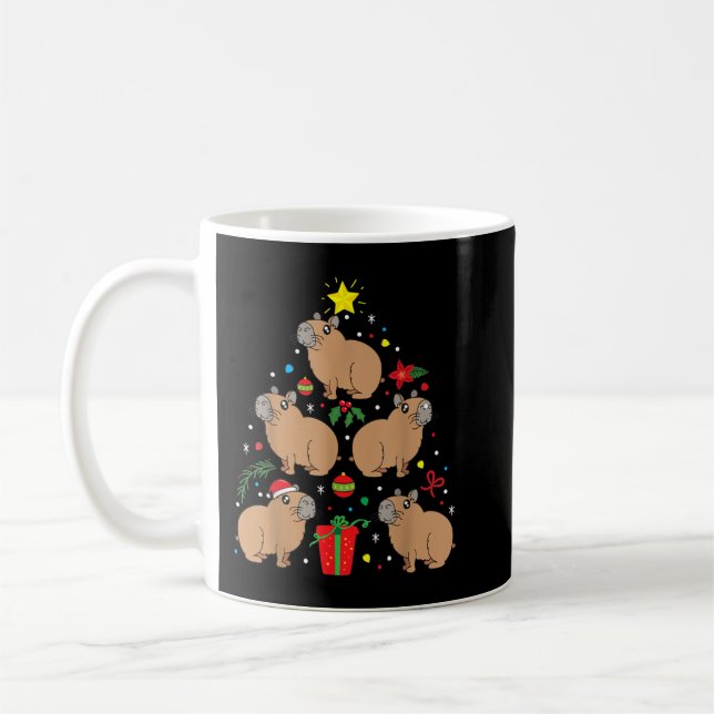 Capybara Christmas Ornament Tree Funny Dad Mom Gif Coffee Mug (Left)