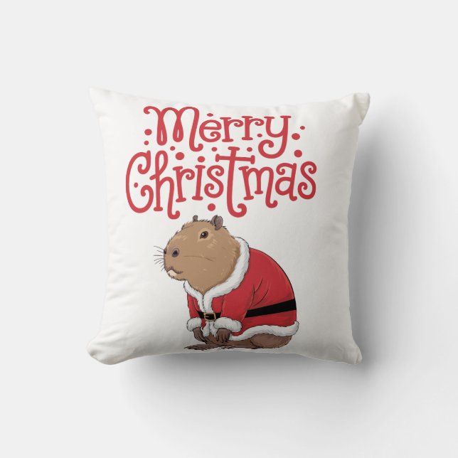 Capybara Christmas Pillow (Front)