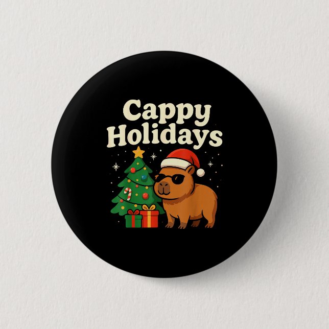 Capybara Christmas Shirt, Funny Capy Holidays  2 Inch Round Button (Front)