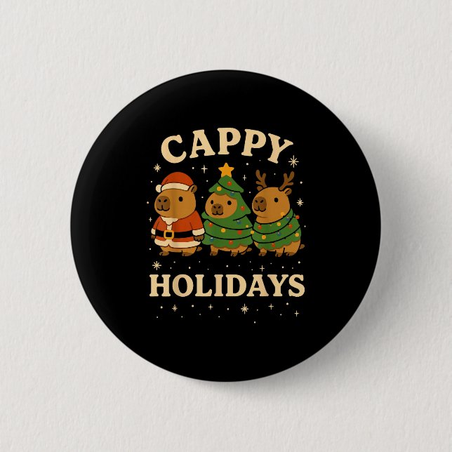 Capybara Christmas Shirt, Funny Capy Holidays  2 Inch Round Button (Front)