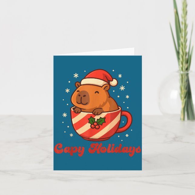 Capybara Christmas Shirt, Funny Capy Holidays  Card (Front)
