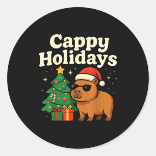 Capybara Christmas Shirt, Funny Capy Holidays  Classic Round Sticker
