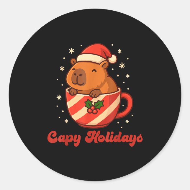 Capybara Christmas Shirt, Funny Capy Holidays  Classic Round Sticker (Front)