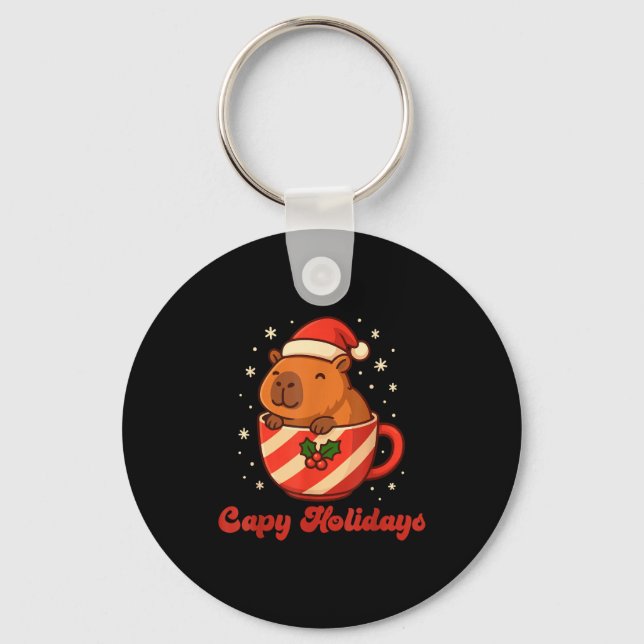 Capybara Christmas Shirt, Funny Capy Holidays  Keychain (Front)