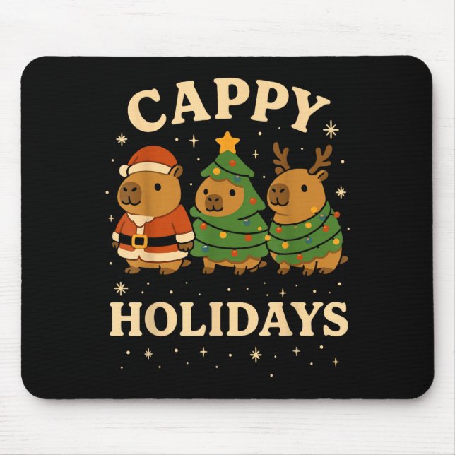 Capybara Christmas Shirt, Funny Capy Holidays  Mouse Pad (Front)