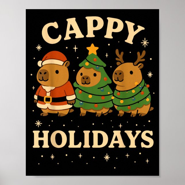 Capybara Christmas Shirt, Funny Capy Holidays  Poster (Front)