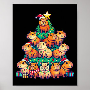 Capybara Christmas Tree Funny Capybara Xmas Poster