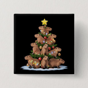 Capybara Christmas Tree Gift Funny Xmas Capy 2 Inch Square Button