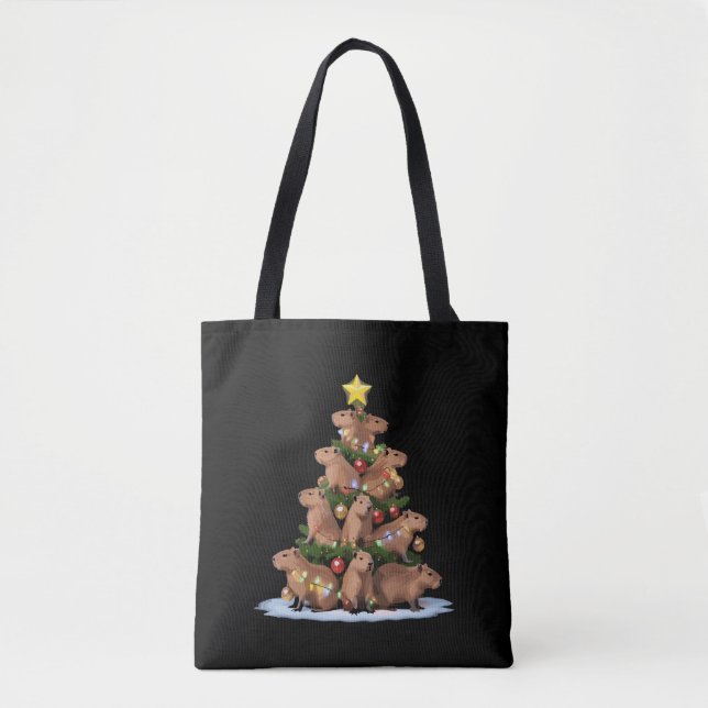 Capybara Christmas Tree Gift Funny Xmas Capy Tote Bag (Front)
