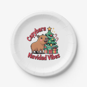 Capybara Christmas Vibes Holiday Humour Paper Plate
