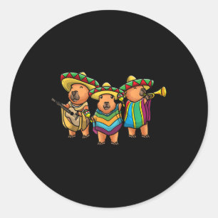 Capybara Cinco De Mayo Mexican Band Musician Kids  Classic Round Sticker