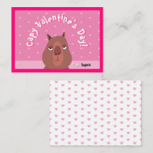 Capybara Classroom Carte Saint-Valentin | Rose