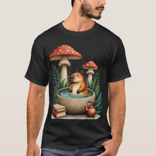 Capybara Cottagecore Mushroom Hot Spring Poetcore T-Shirt