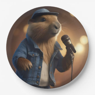 "Capybara Cowboy: Serenading the Wild West" Paper Plate