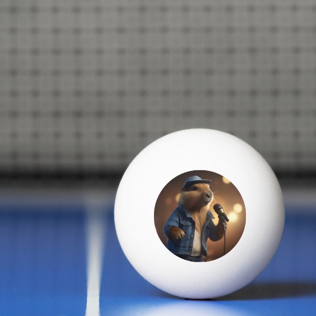 "Capybara Cowboy: Serenading the Wild West" Ping Pong Ball (Net)