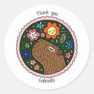 Capybara Custom Party Favor personalized Mailing Classic Round Sticker