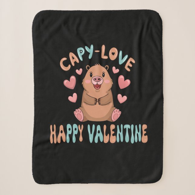 Capybara Cute Valentine Blanket (Front)