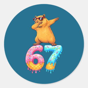 Capybara Dabbing 67 Ice Cream Drip 67 Birthday Boy Classic Round Sticker